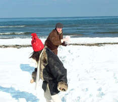 Schneeballschlacht am Strand (Foto © nordlicht verlag)