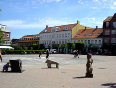 Marktplatz in Slagelse in Dänemark auf der Insel Seeland