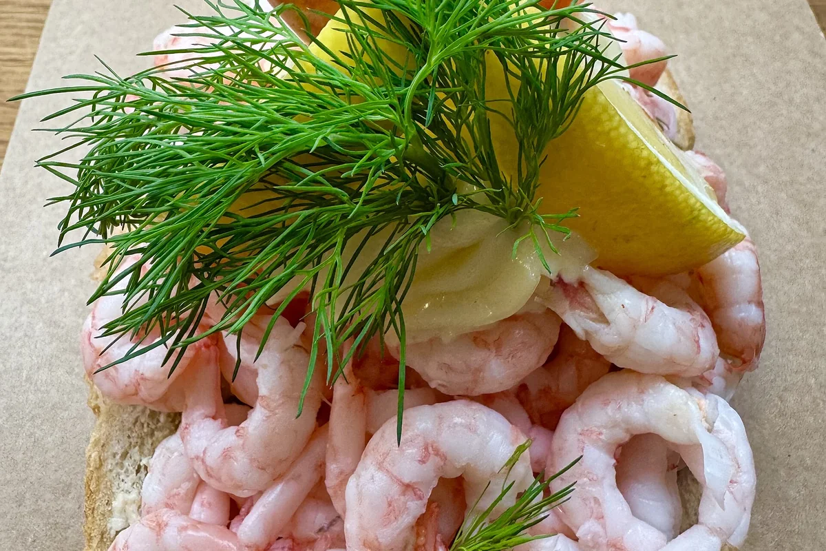 Smørrebrød mit Garnelen in Kopenhagen